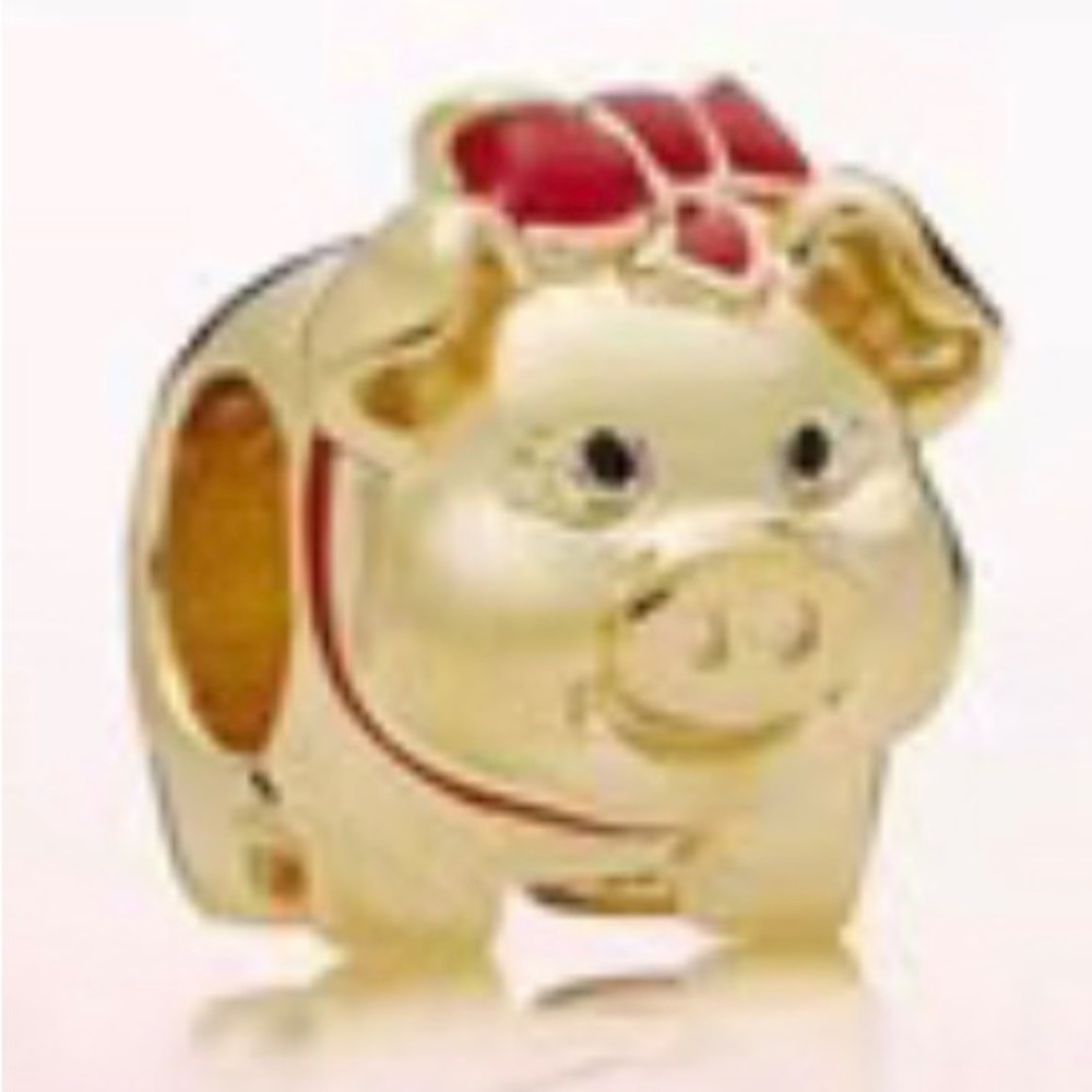 Pandora “Golden Pig with Red Bow” Charm